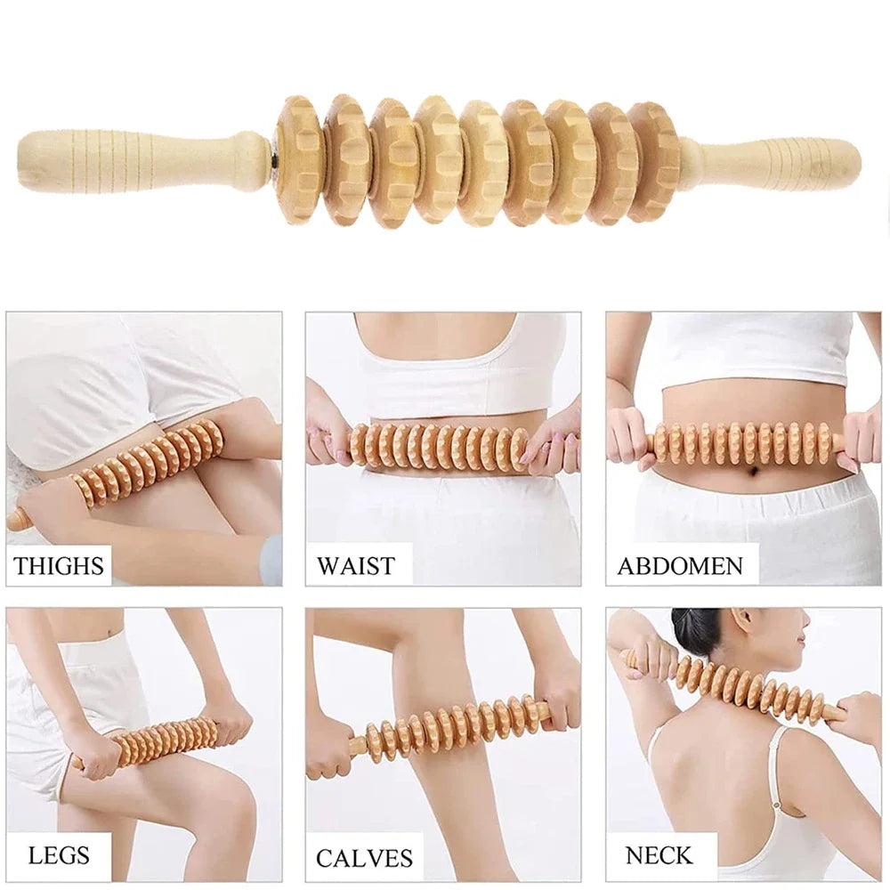 Wood Therapy Massager – Anti-Cellulite Gua Sha Tool, Deep Tissue Relaxation & Body/Face Lifting Roller, Maderoterapia Massage Tool