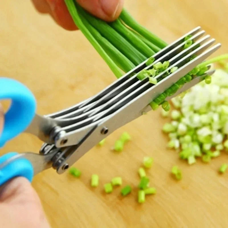 Multi-Functional Stainless Steel 3/5-Layer Kitchen Scissors – Pepper, Scallion, Laver Cutting & Chopping Cooking Tool