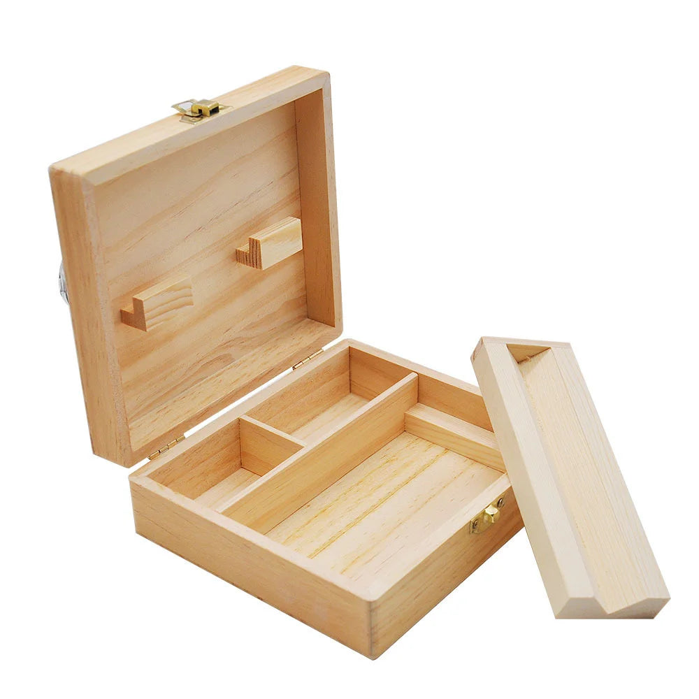 Bamboo Stash Box with Lock & Rolling Tray – Herb Storage Organizer