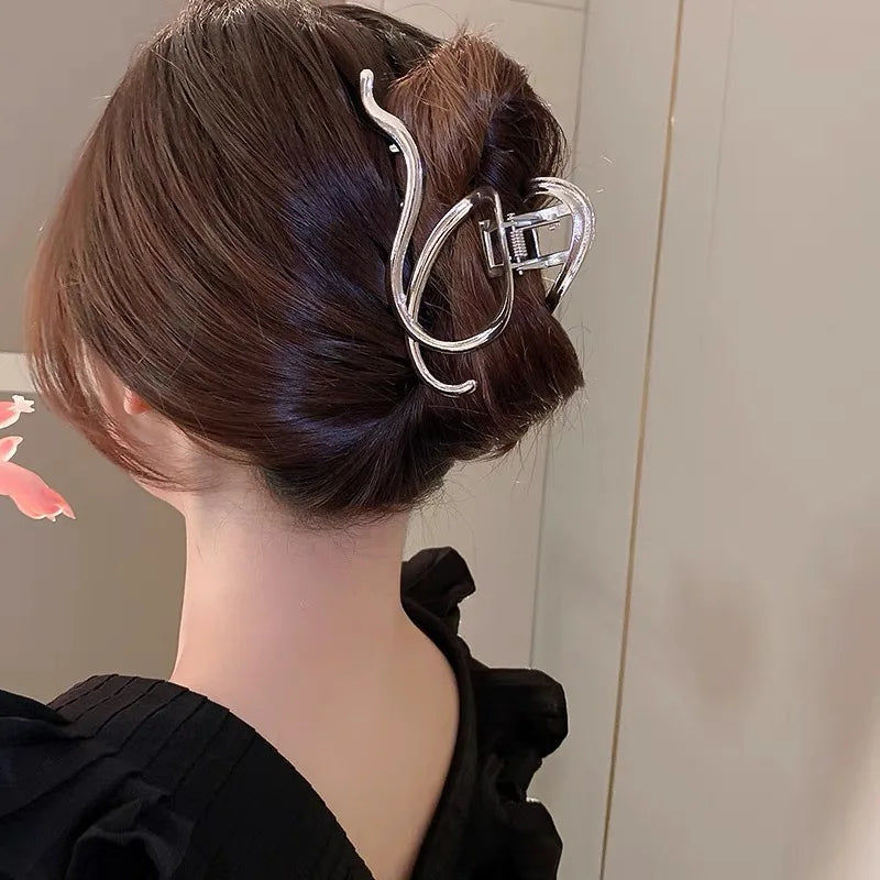 Metal Irregular Hair Claw Clips – Silver/Gold Punk Style Barrettes