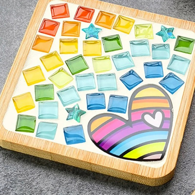 Handmade DIY Mosaic Cup Mat – Bamboo Bottom Pad for Early Education & Creative Crafting