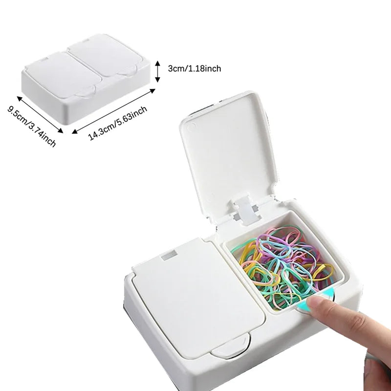 Cotton Swab Organizer with Bamboo Cover – Acrylic Round Makeup Storage Box