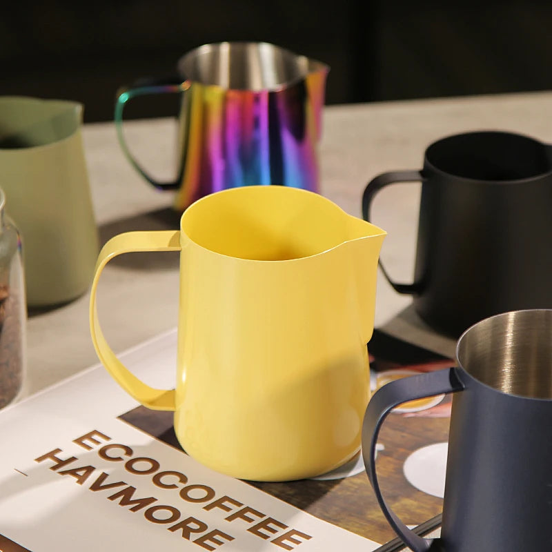 350/600ML Milk Jug Pull Flower Cup – Coffee, Cappuccino Milk Steaming Frothing Pitcher, Stainless Steel Non-Stick Milk Pot