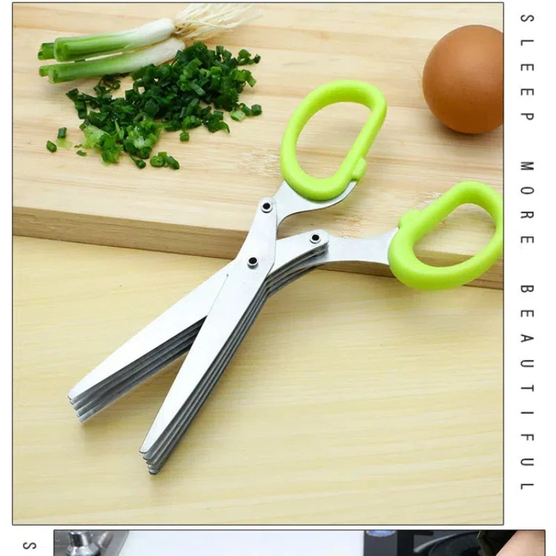 Multi-Functional Stainless Steel 3/5-Layer Kitchen Scissors – Pepper, Scallion, Laver Cutting & Chopping Cooking Tool