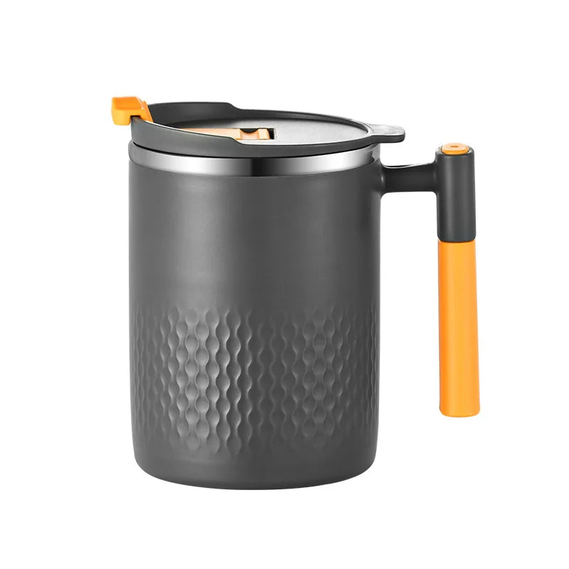 304 Stainless Steel Double Wall Insulated Coffee Cup – Household Kitchen Mug with Handle and Lid