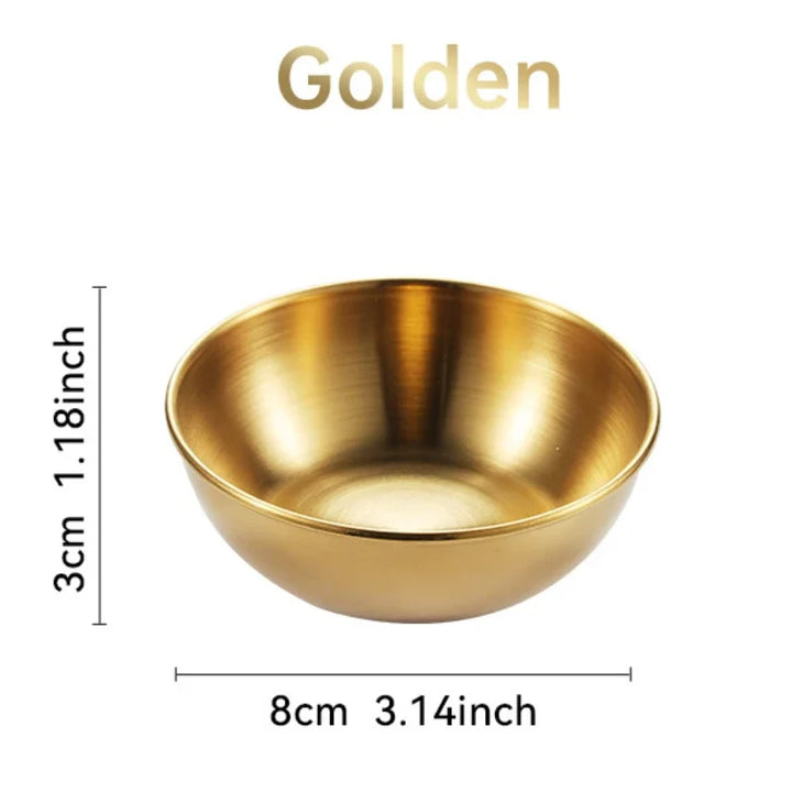 4PCS/2PCS Stainless Steel Golden Sauce Dishes – Appetizer, Seasoning, and Serving Dishes Set, Spice Plates, Kitchen Tableware