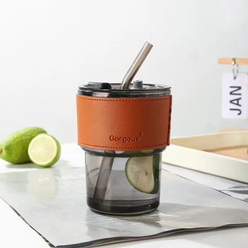 Custom Glass Cups with Lids & Straws