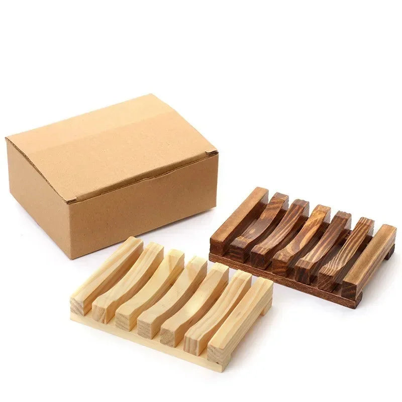 Natural Bamboo Soap Dish – Mildew-Resistant Wooden Drain Tray for Bathroom Use