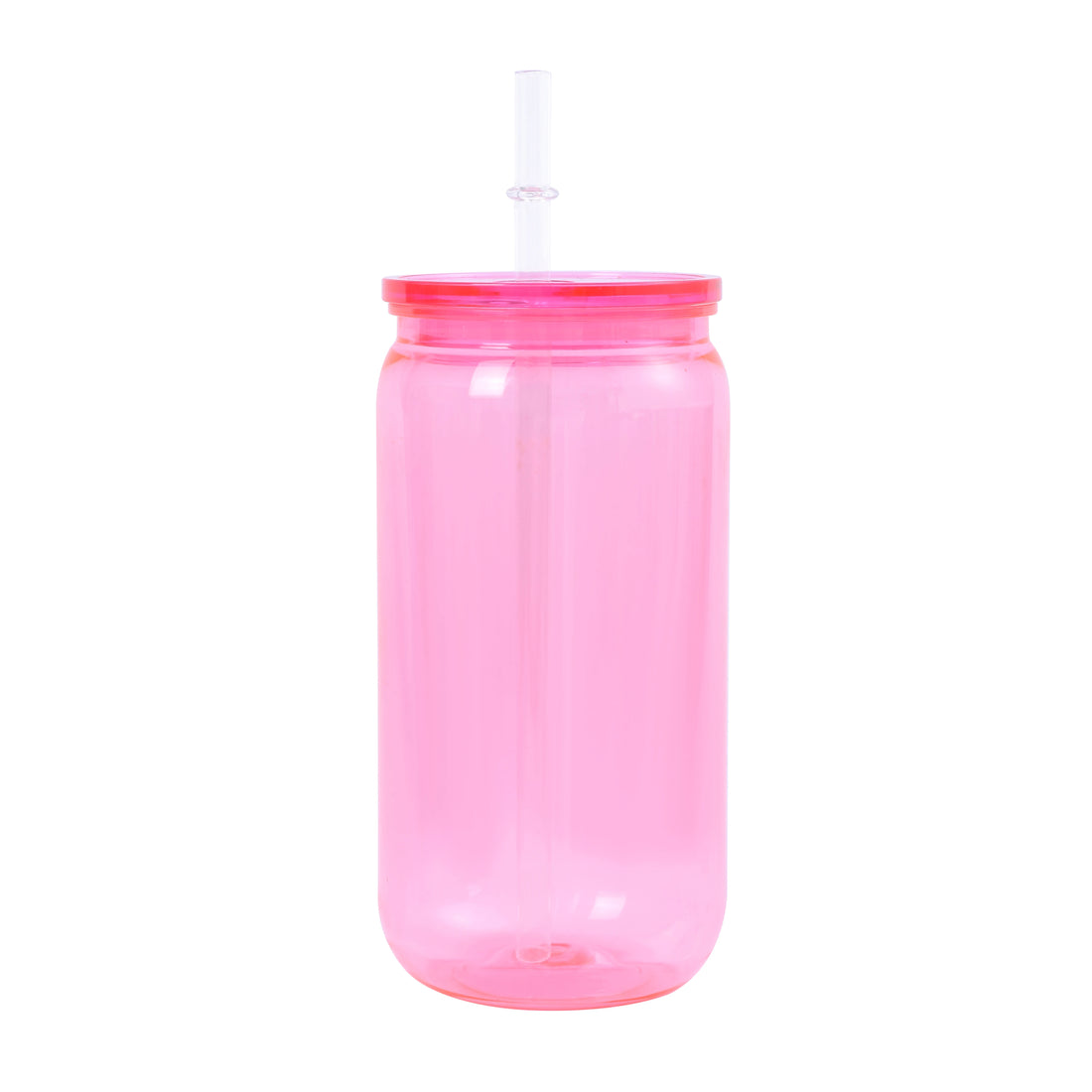 16oz Transparent Plastic Cup with Colorful Lid & Straw – Durable Drink Tumbler for Milk, Juice, Coffee