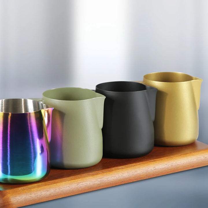 350/600ML Milk Jug Pull Flower Cup – Coffee, Cappuccino Milk Steaming Frothing Pitcher, Stainless Steel Non-Stick Milk Pot