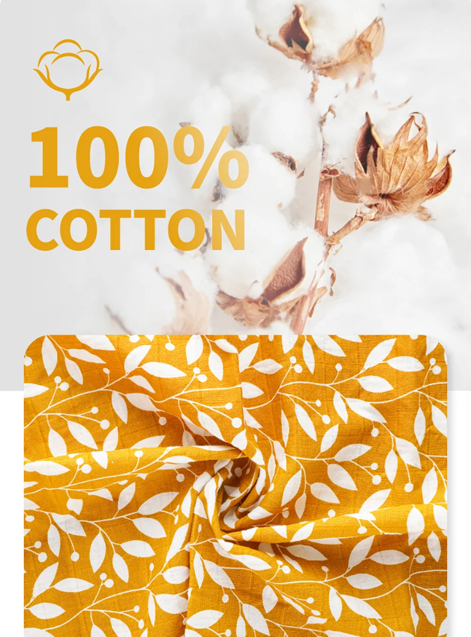 5PCS Gift Set Bamboo Cotton Muslin Bib & Burp Cloth – 60x60cm, 2 Layers Baby Scarf Handkerchief