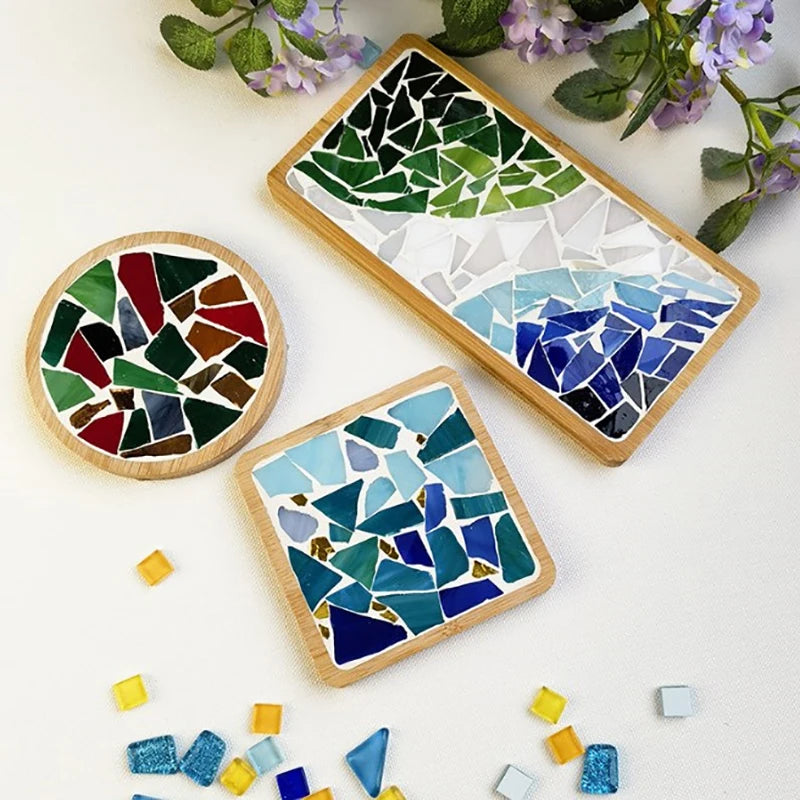 Handmade DIY Mosaic Cup Mat – Bamboo Bottom Pad for Early Education & Creative Crafting