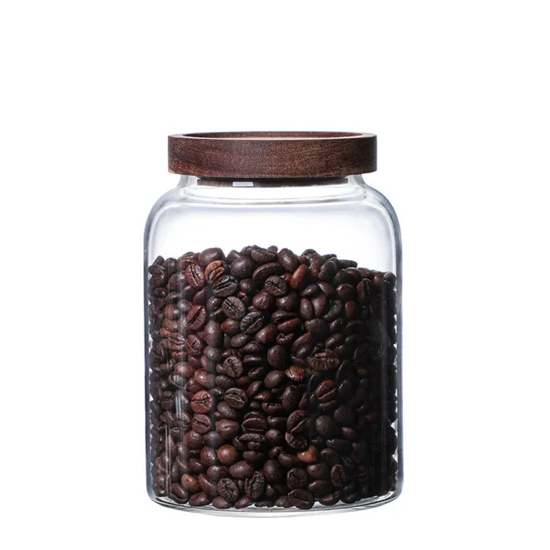 New Coffee Beans Vacuum Sealed Tank – Transparent Glass Food Storage Jar
