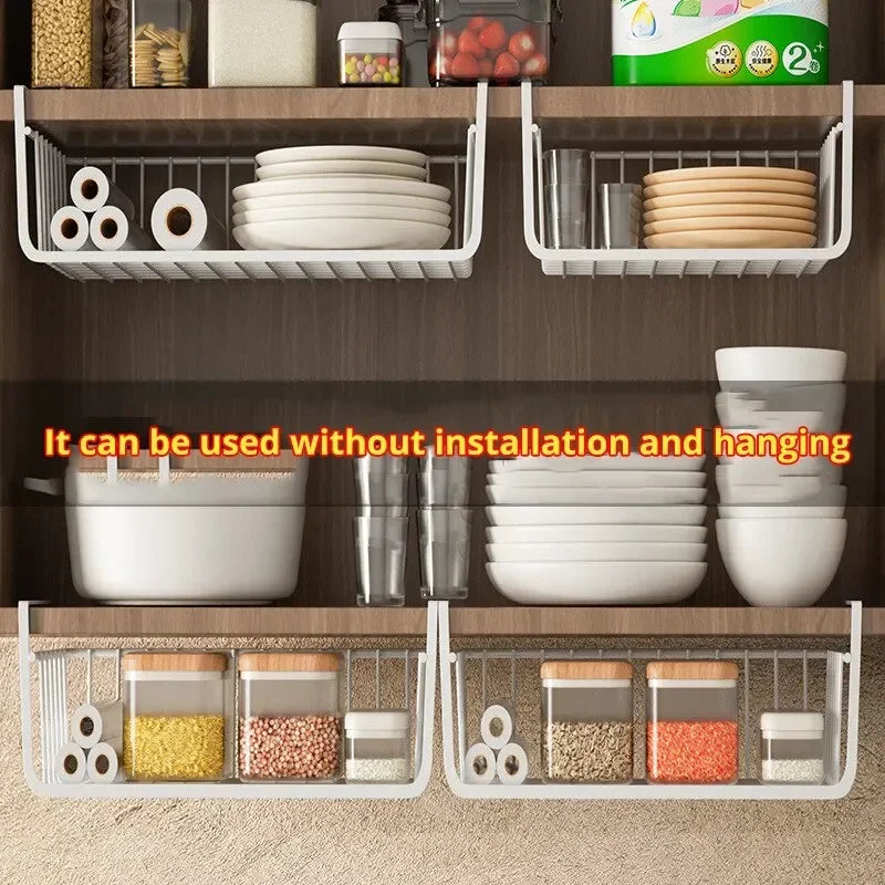 Iron Hanging Storage Basket – Under Cabinet or Wall Mount