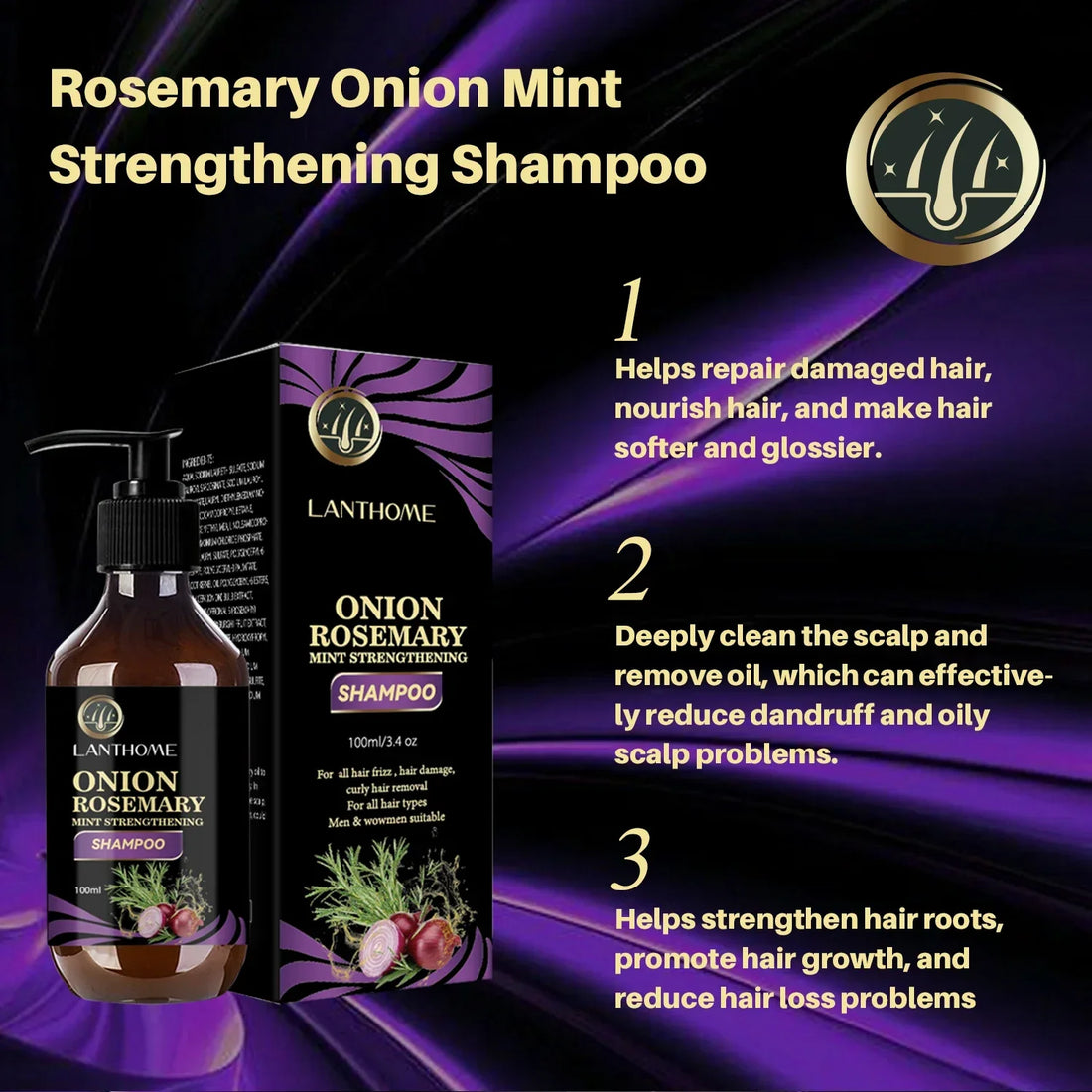 Hair Growth & Thickening Shampoo – Rosemary & Onion Formula