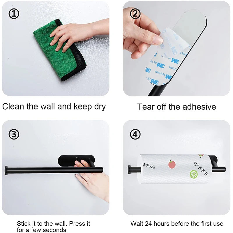 Self-Adhesive Toilet Paper Holder – No-Drill Wall Mount for Bathroom & Kitchen