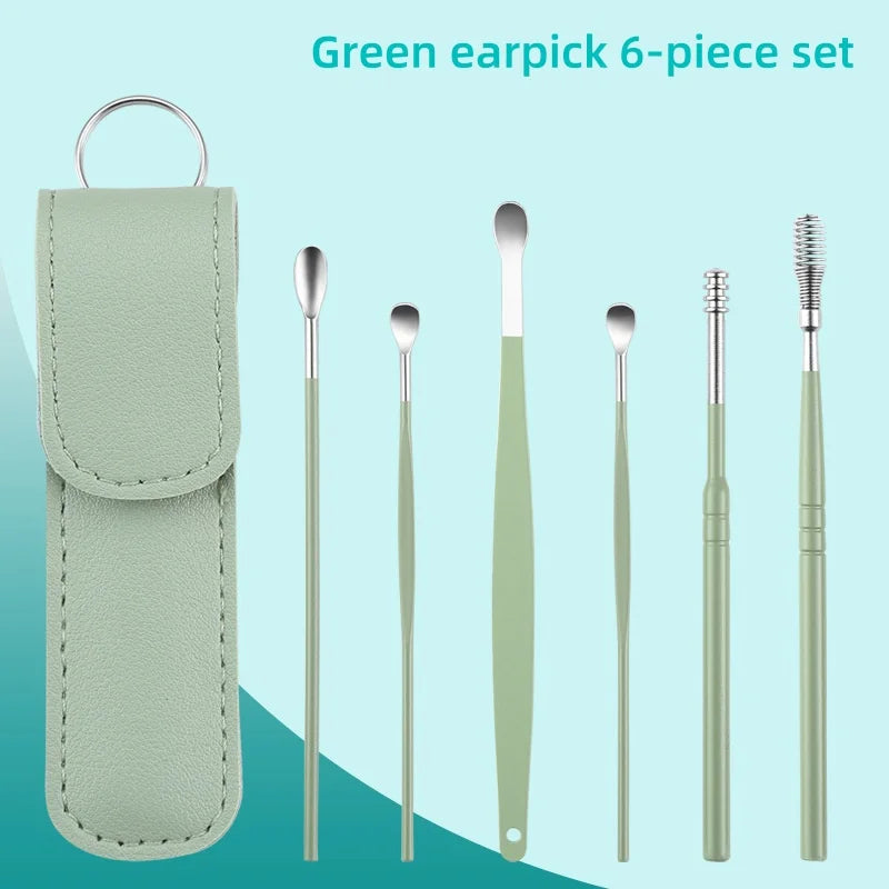 6pcs Earwax Removal Tool Set – Stainless Steel Earpick & Curette Kit