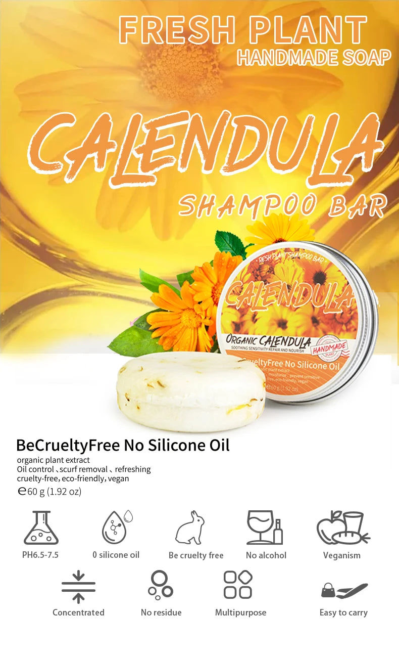 Calendula Shampoo Soap – Deep Cleansing & Oil Control