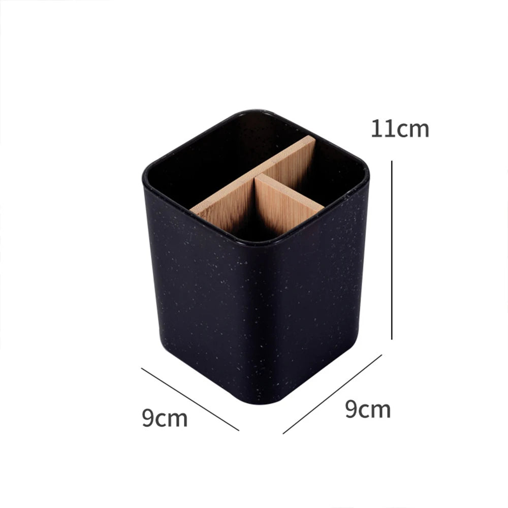 Bamboo Electric Toothbrush & Razor Holder – Bathroom Storage Stand for Toothpaste, Brushes, and Accessories