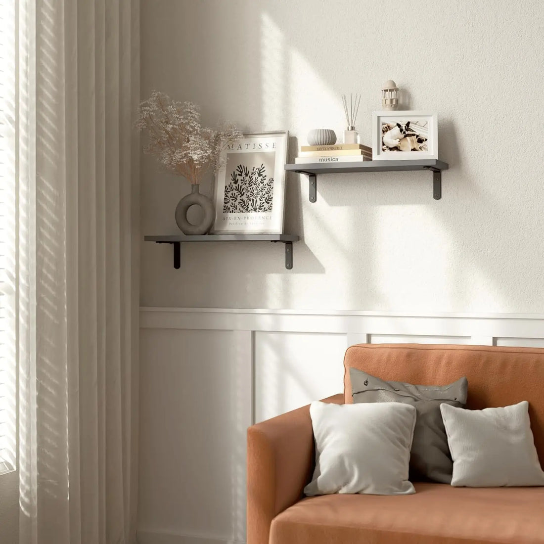 2-Piece Wooden Floating Wall Shelves – Decorative Storage for Bathroom, Bedroom & Living Room
