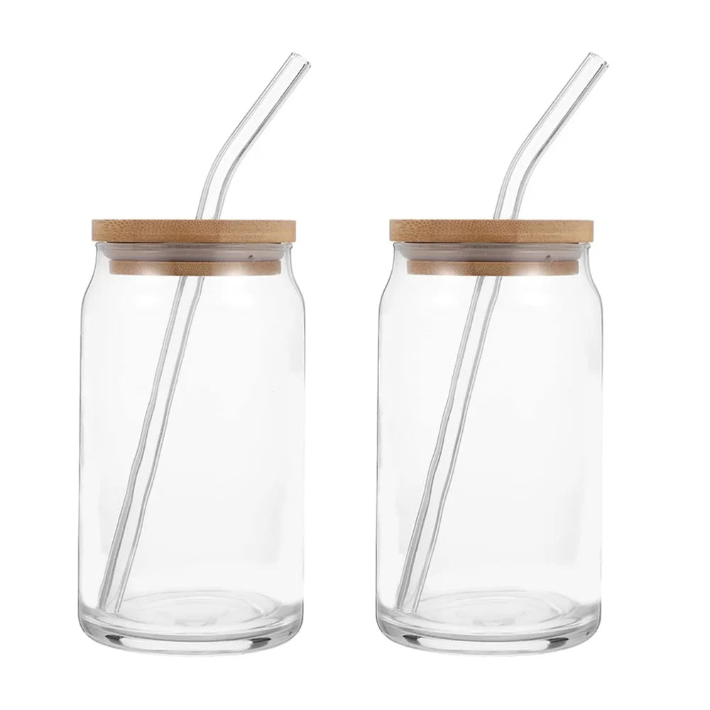 Mason Jar Coffee Mug with Straw and Lid – Iced Coffee Glasses, Beverage & Juice Cups