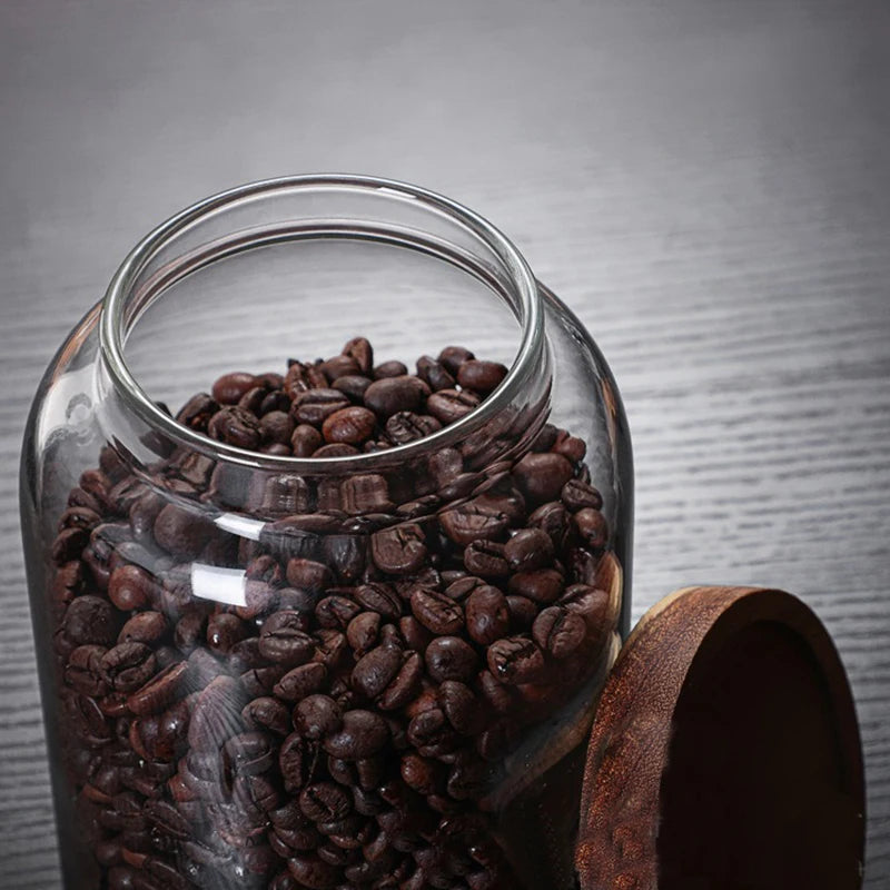 New Coffee Beans Vacuum Sealed Tank – Transparent Glass Food Storage Jar