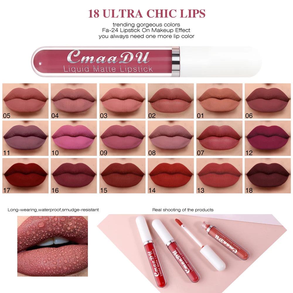 CmaaDu Matte Liquid Lipstick – Long-Lasting, Waterproof Red Lip Stain