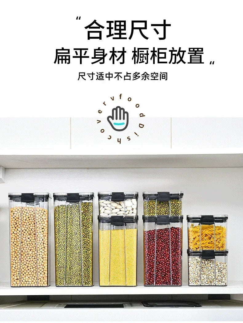 460-1800ML Set Kitchen Stackable Sealed Jars – Plastic Food Storage Box, Multigrain Tank Bottle, Dried Fruit & Tea Storage Containers