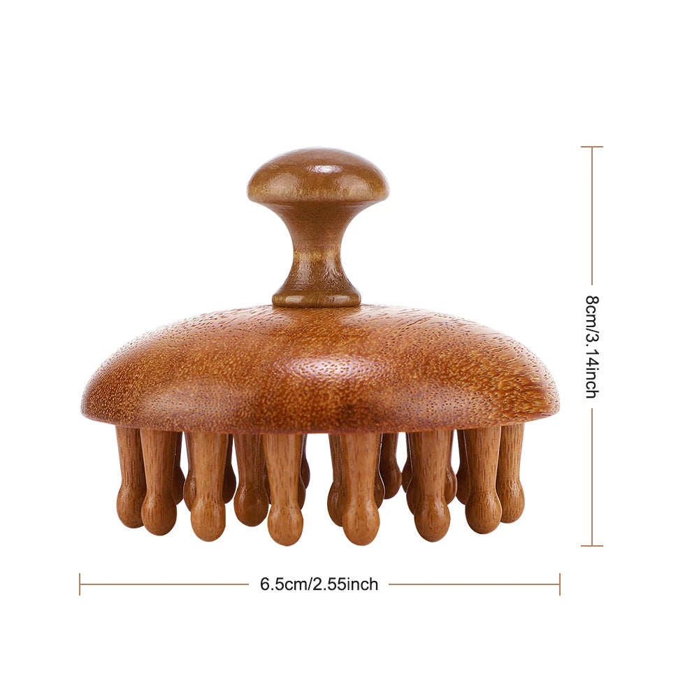 Multi-Functional Wood Therapy Massage Comb – Sandalwood Scalp, Head Massager & Body Guasha Scraping Tool