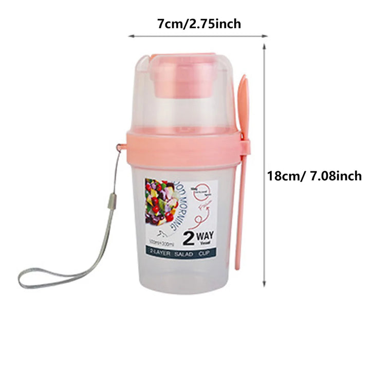 Carry Breakfast Cups – Salad, Yogurt, Cereal, Oatmeal, Snacks, Parfait Containers with Forks and Dressing Holders