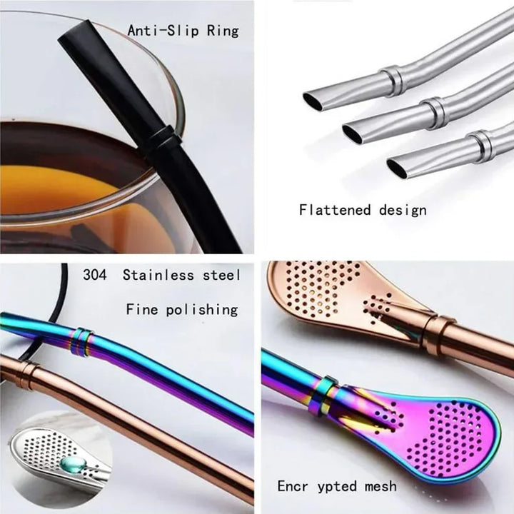 Reusable Multicolor 304 Stainless Steel Yerba Mate Filter Straws