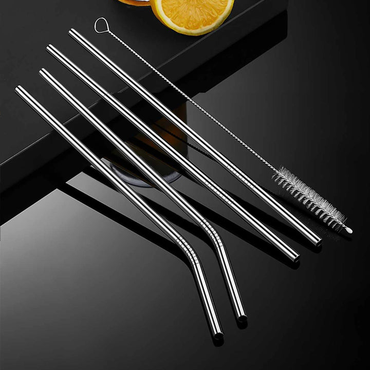 Set of 4 Stainless Steel Straws – Eco-Friendly, Reusable Drinking Straws