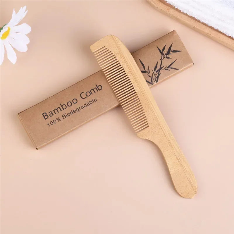 Natural Bamboo Wooden Comb – Anti-Static Hair Brush & Scalp Massage Tool for Men