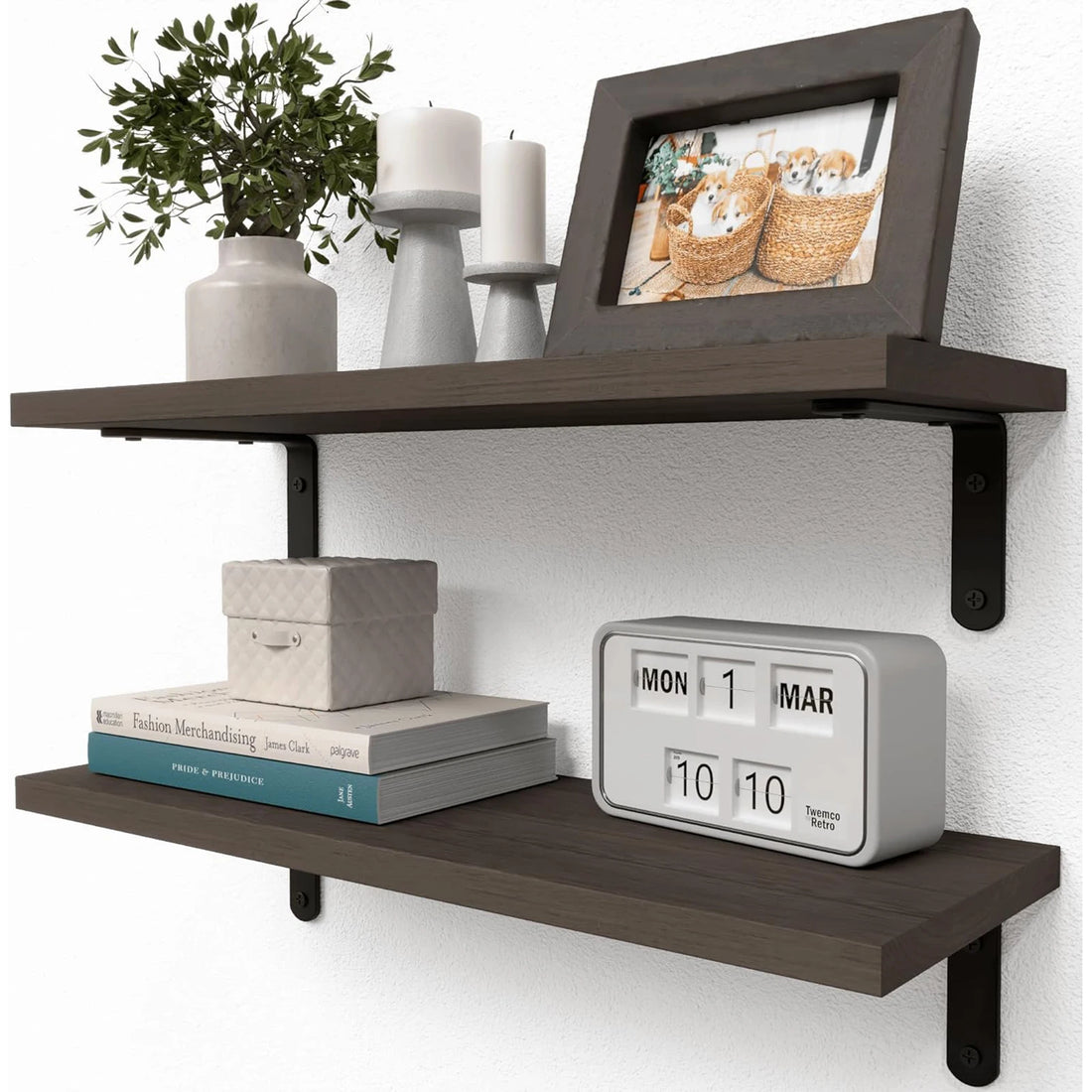2-Piece Wooden Floating Wall Shelves – Decorative Storage for Bathroom, Bedroom & Living Room