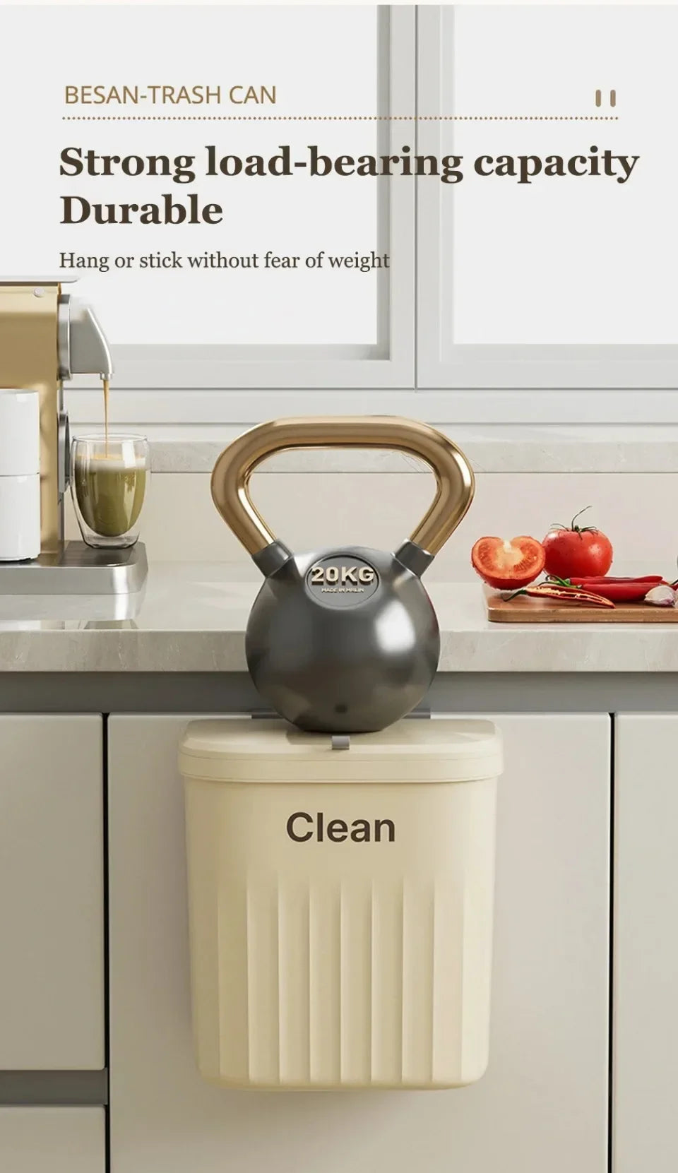 Wall-Mounted Kitchen Garbage Bin – 8.5L/12L Hanging Trash Can with Lid