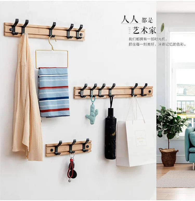 Nordic Style Bamboo Coat Rack – Bedroom & Living Room Clothes Hanger with Hooks
