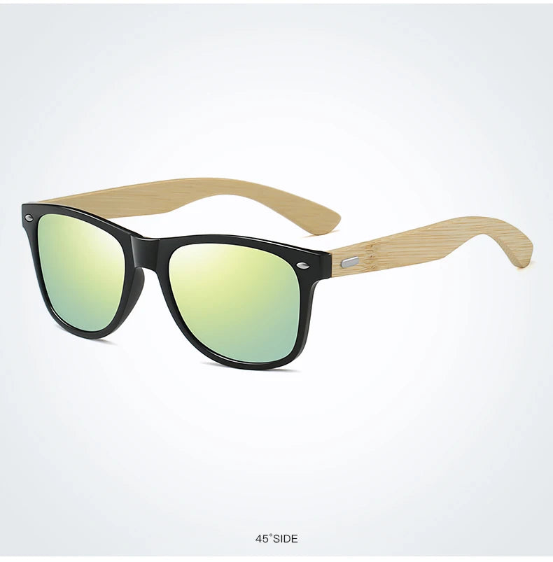 Fashion Bamboo Wood Vintage Square Sunglasses – Men & Women Luxury Brand Designer Sun Glasses, Wooden Driving & Fishing UV400 Eyewear
