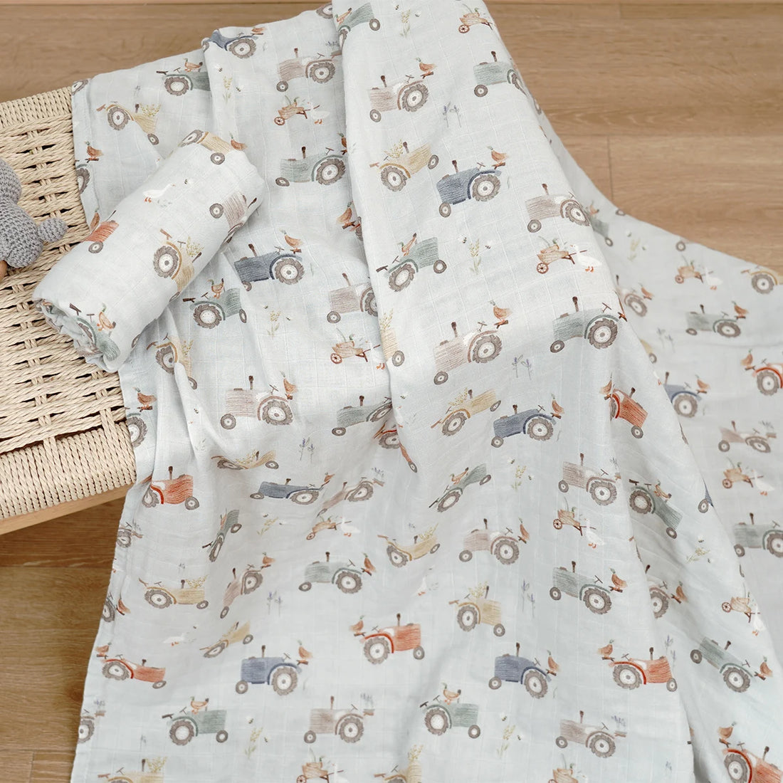 Elinfant Bamboo Cotton Muslin Swaddle Blanket – 120x110cm Baby Wrap Towel