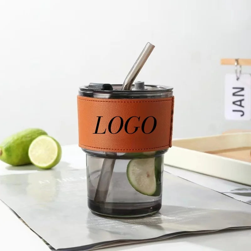 Custom Glass Cups with Lids & Straws