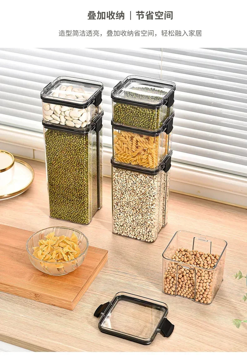 460-1800ML Set Kitchen Stackable Sealed Jars – Plastic Food Storage Box, Multigrain Tank Bottle, Dried Fruit & Tea Storage Containers