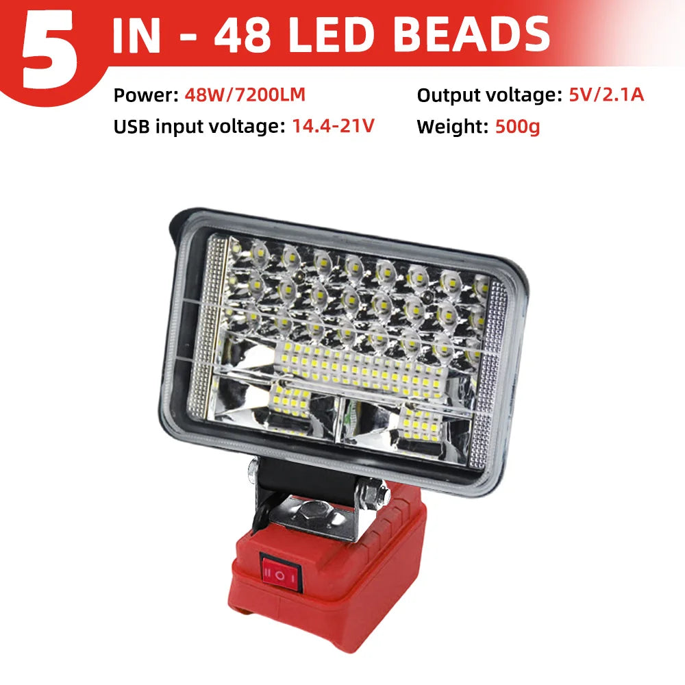 LED Work Light for Milwaukee 18V Battery – Portable Flood Lamp (4/5/8 inch)