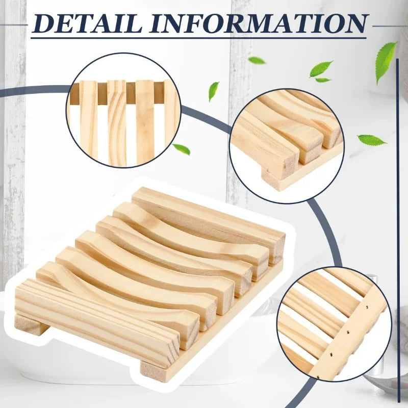 Natural Bamboo Soap Dish – Mildew-Resistant Wooden Drain Tray for Bathroom Use