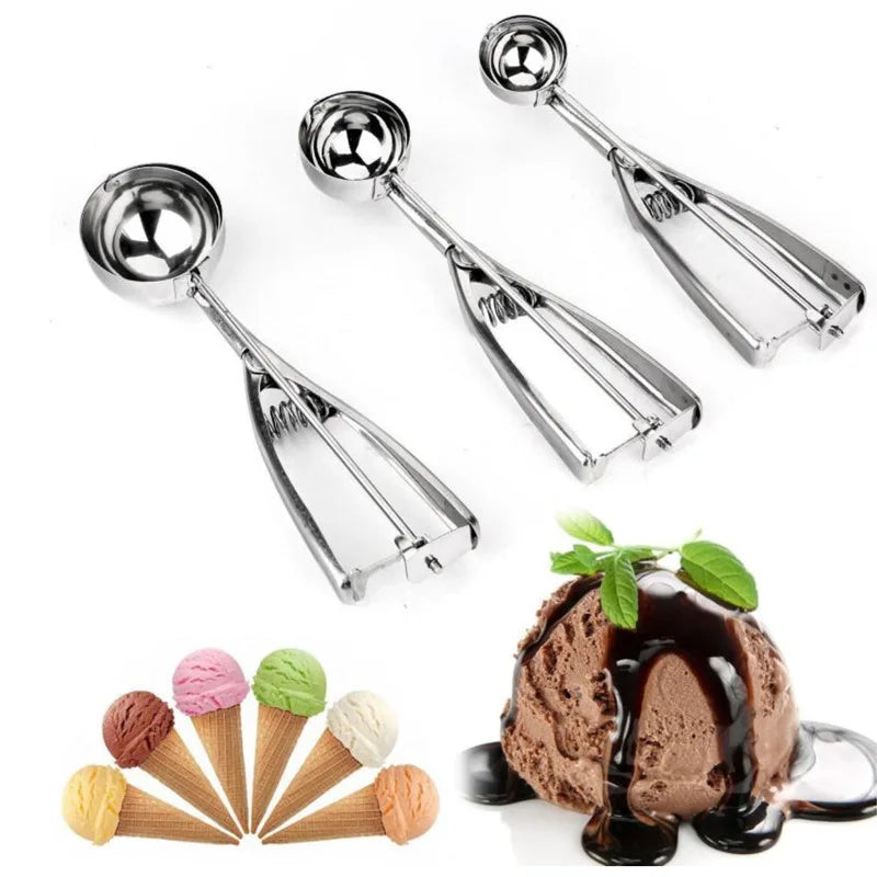Multi-Style Stainless Steel Ice Cream Scoop Ball Digger – Handmade Ice Cube Mold, Easy Demoulding Kitchen Accessories