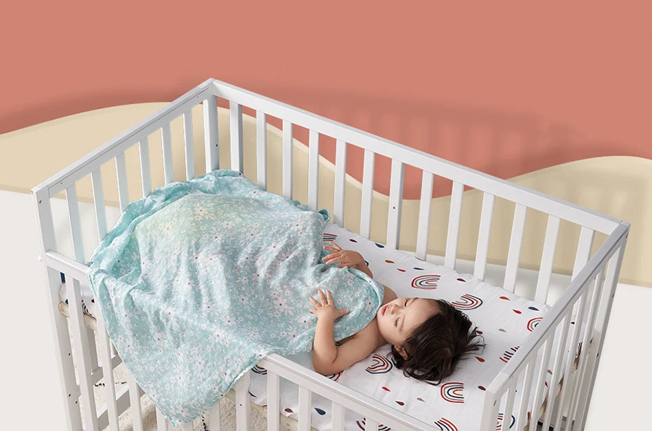 Elinfant Bamboo Cotton Muslin Swaddle Blanket – 120x110cm Baby Wrap Towel