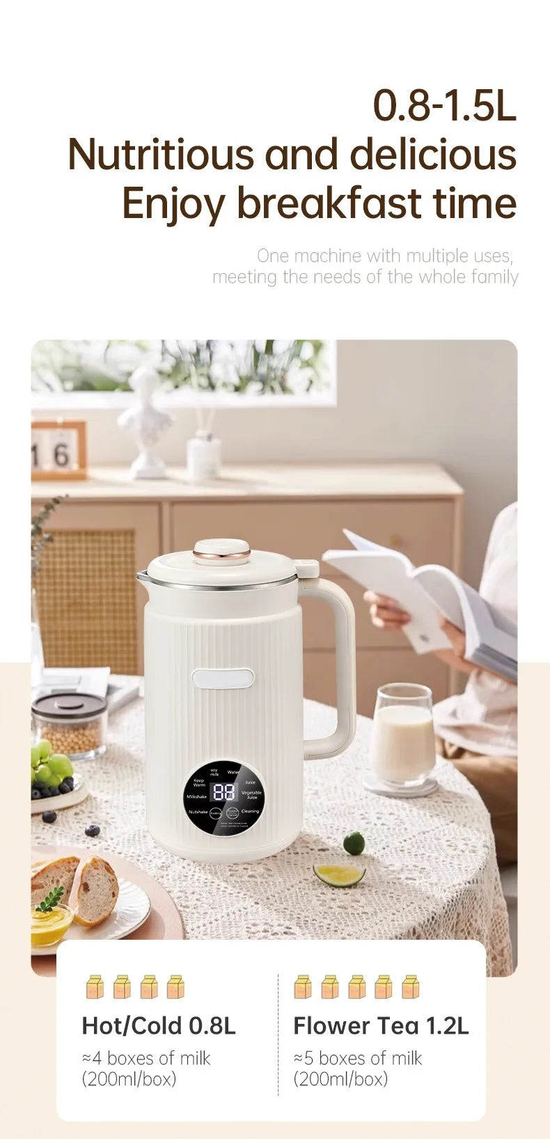 Multifunctional Electric Soybean Milk Machine – 220V/110V Food Blender & Juice Maker