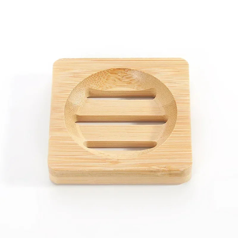 Natural Bamboo Soap Dish – Mildew-Resistant Wooden Drain Tray for Bathroom Use