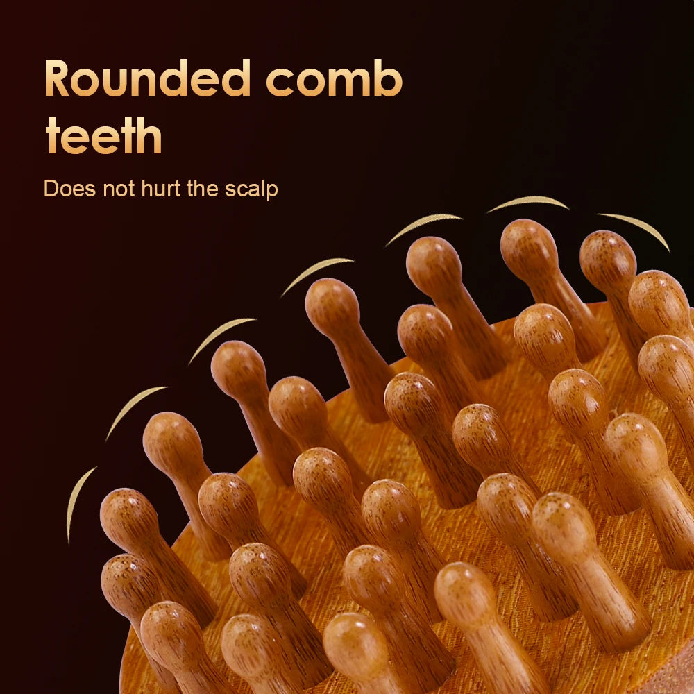Multi-Functional Wood Therapy Massage Comb – Sandalwood Scalp, Head Massager & Body Guasha Scraping Tool