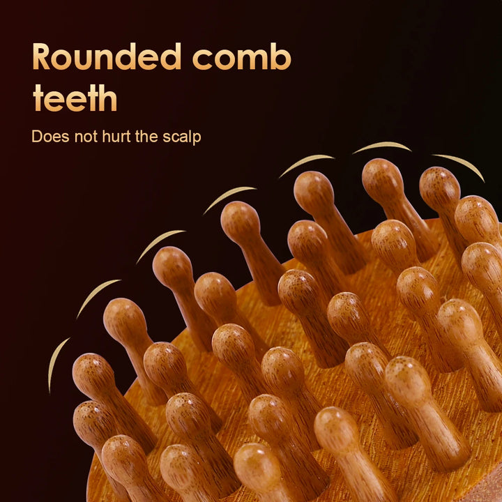 Multi-Functional Wood Therapy Massage Comb – Sandalwood Scalp, Head Massager & Body Guasha Scraping Tool