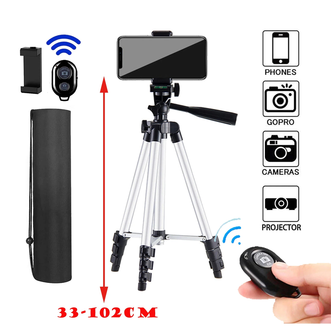 100cm Phone Tripod Stand with Bluetooth Remote