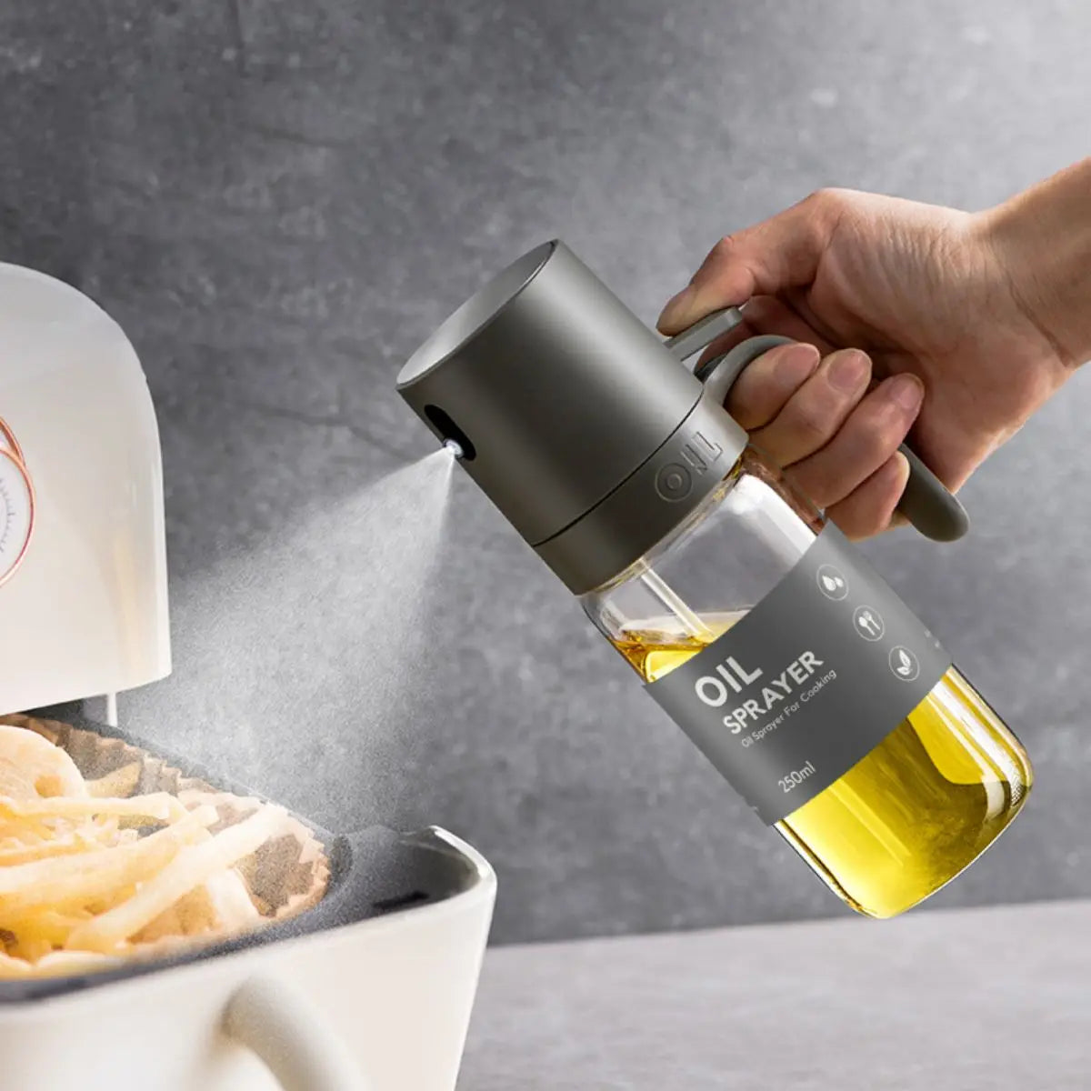 250ml Oil Spray Bottle – Borosilicate Glass Olive Oil Mister for Cooking, Air Fryer, and Salad